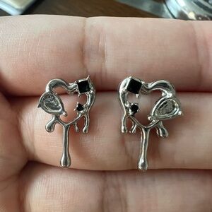 Silver Heart Drip Earrings